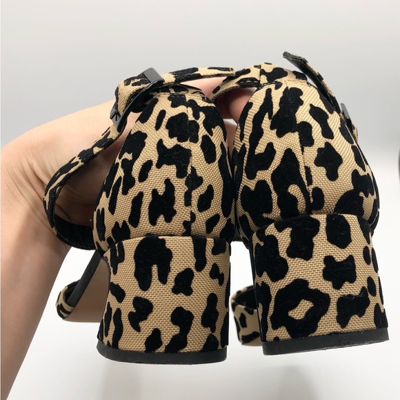ASOS Animal Print Tan Black Ankle Strap Velvet Heels - Size 7 - Picture 7 of 9